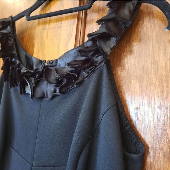 Badgley Mischka Collection Ruffle Neck Dress Sleeveless Black - Picture 6 of 15